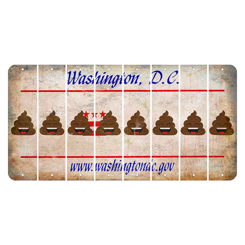 Washington DC.gov Cut License Plate Strips (Set of 8) Emoji - Poop