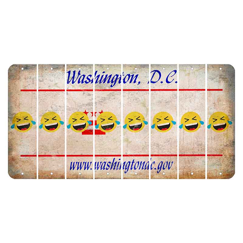 Washington DC.gov Cut License Plate Strips (Set of 8) Emoji - Laughing