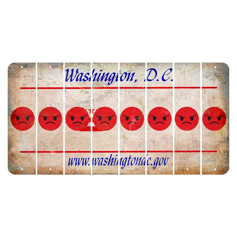 Washington DC.gov Cut License Plate Strips (Set of 8) Emoji - Angry