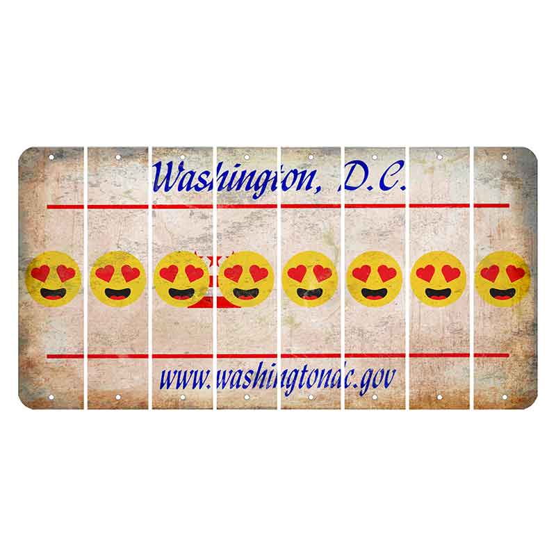 Washington DC.gov Cut License Plate Strips (Set of 8) Emoji - Heart Eyes