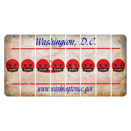 Washington DC.gov Cut License Plate Strips (Set of 8) Emoji - Pissed