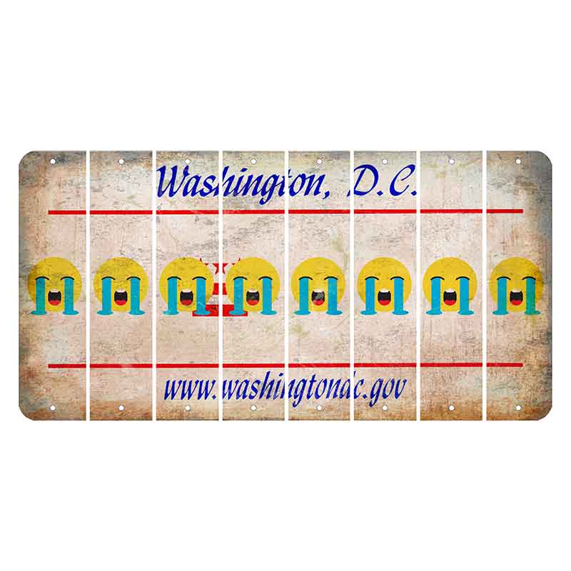 Washington DC.gov Cut License Plate Strips (Set of 8) Emoji - Crying