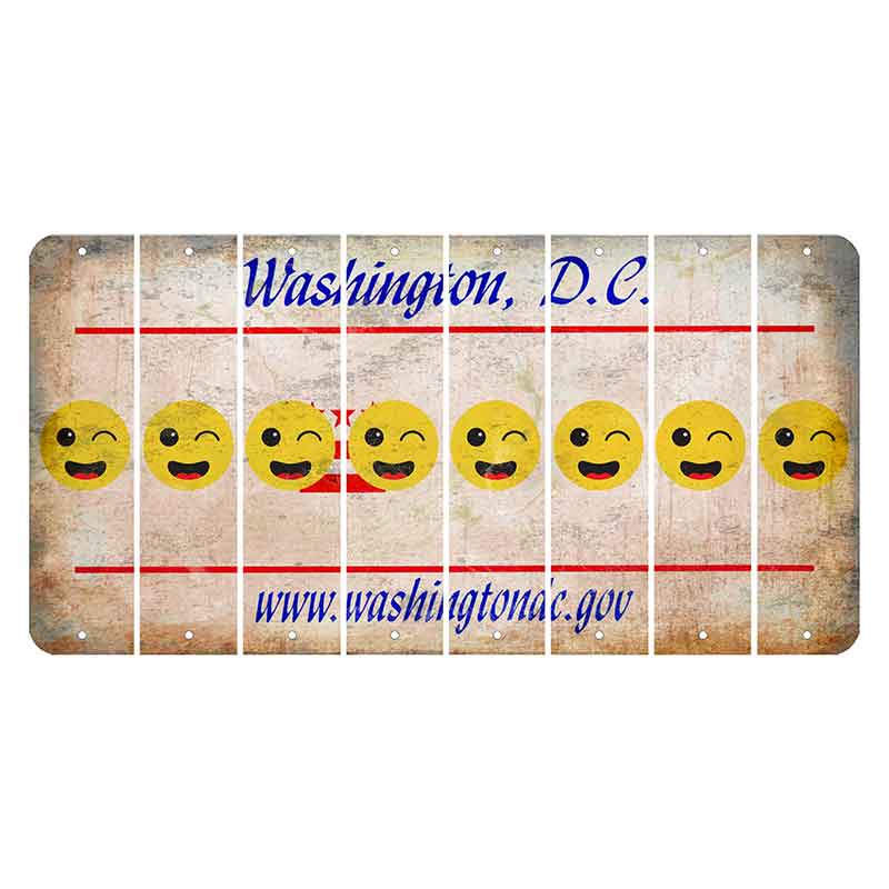 Washington DC.gov Cut License Plate Strips (Set of 8) Emoji - Winking