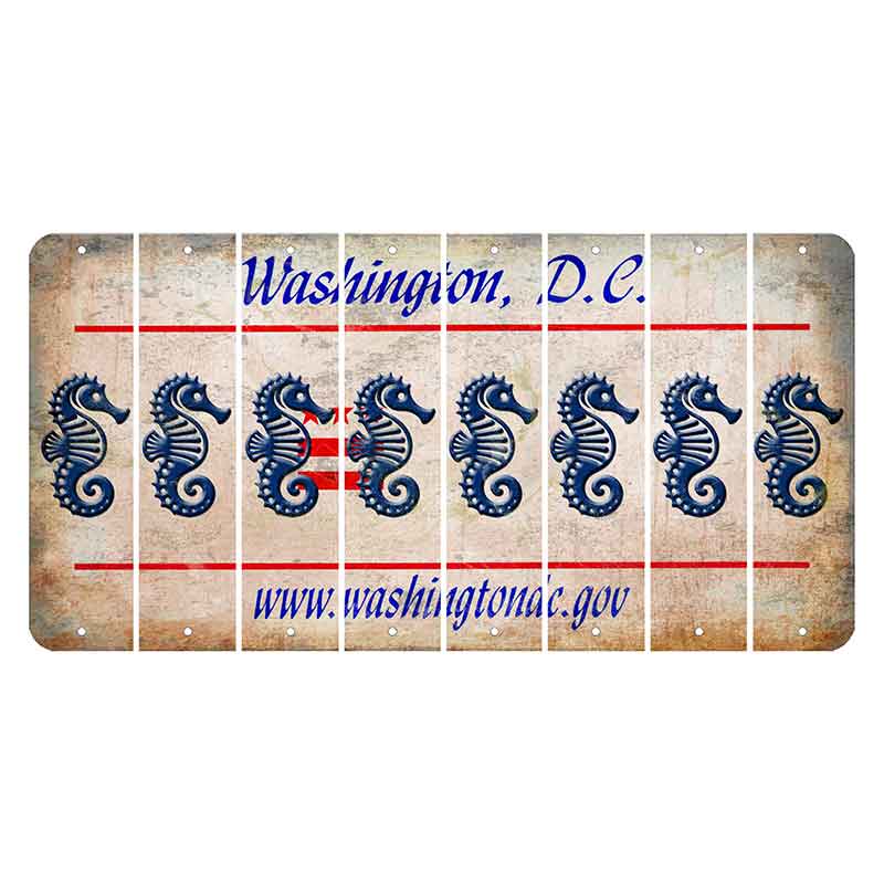 Washington DC.gov Cut License Plate Strips (Set of 8) Seahorse