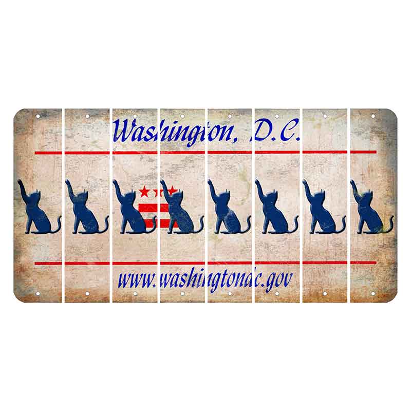 Washington DC.gov Cut License Plate Strips (Set of 8) Cat