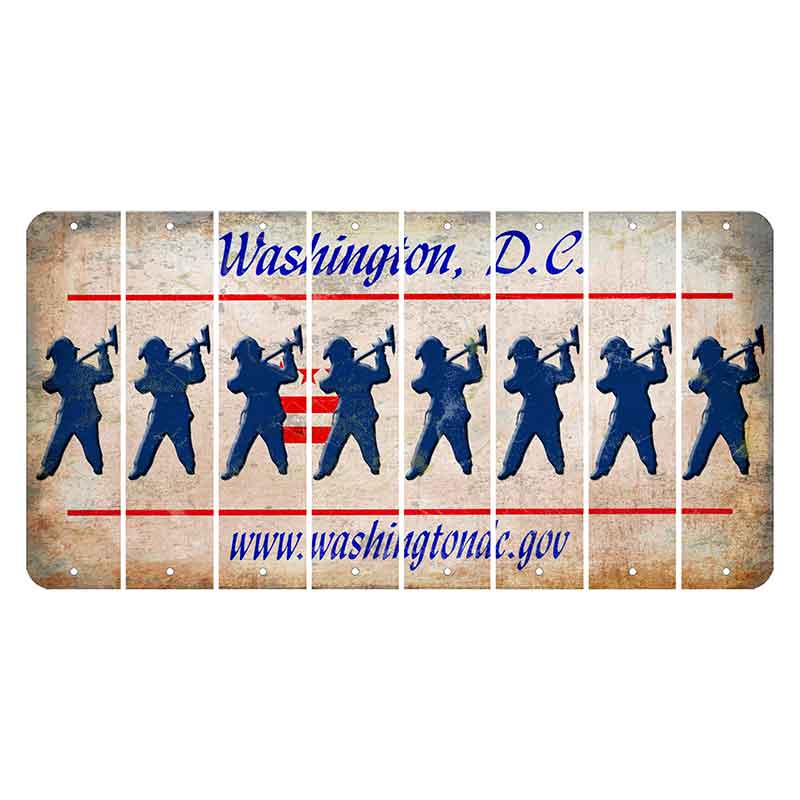 Washington DC.gov Cut License Plate Strips (Set of 8) Fireman with Axe