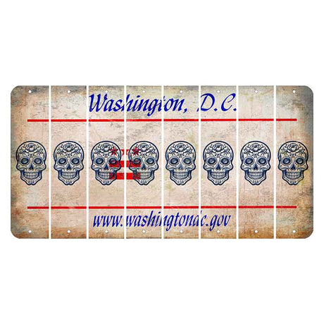 Washington DC.gov Cut License Plate Strips (Set of 8) Sugar Skull