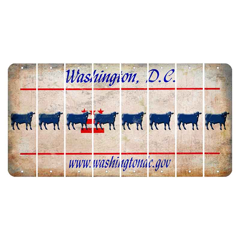 Washington DC.gov Cut License Plate Strips (Set of 8) Dairy Cow