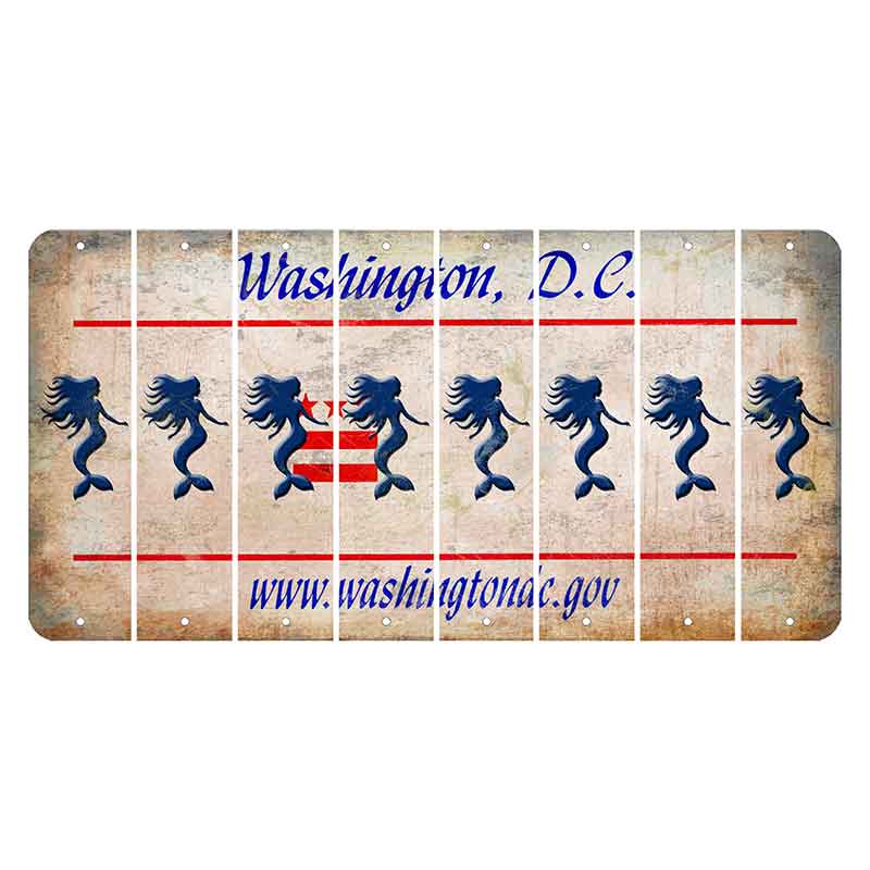 Washington DC.gov Cut License Plate Strips (Set of 8) Mermaid