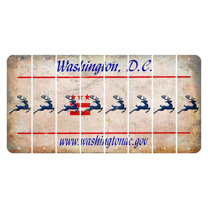 Washington DC.gov Cut License Plate Strips (Set of 8) Reindeer