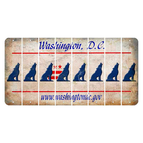 Washington DC.gov Cut License Plate Strips (Set of 8) Howling Wolf