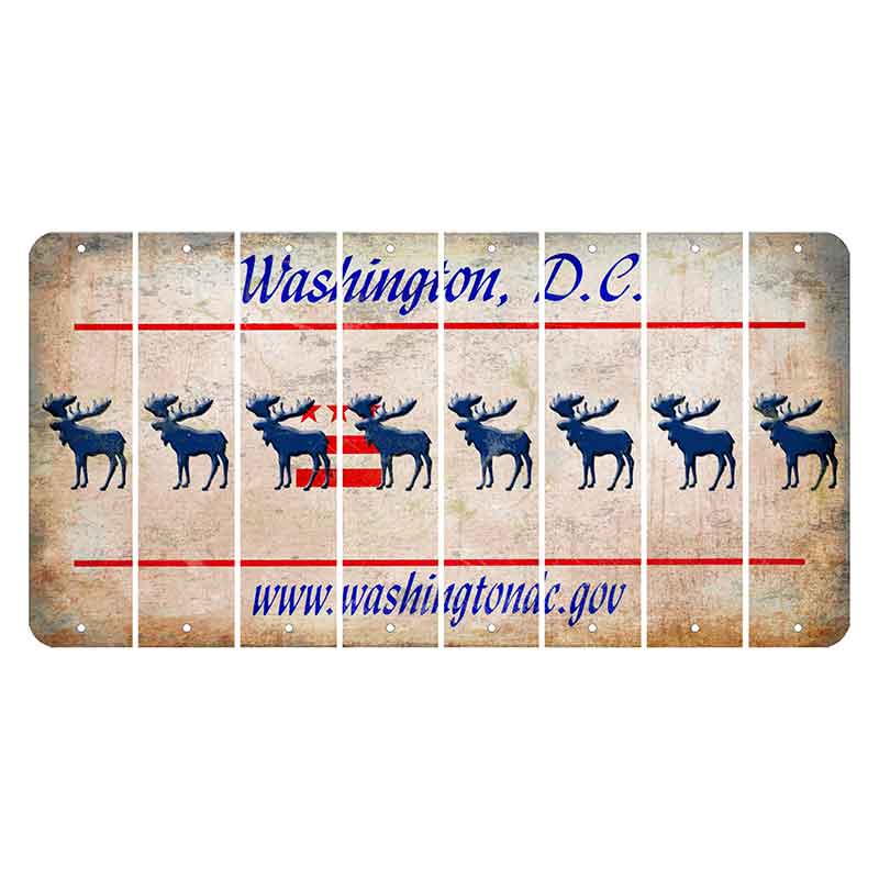 Washington DC.gov Cut License Plate Strips (Set of 8) Moose