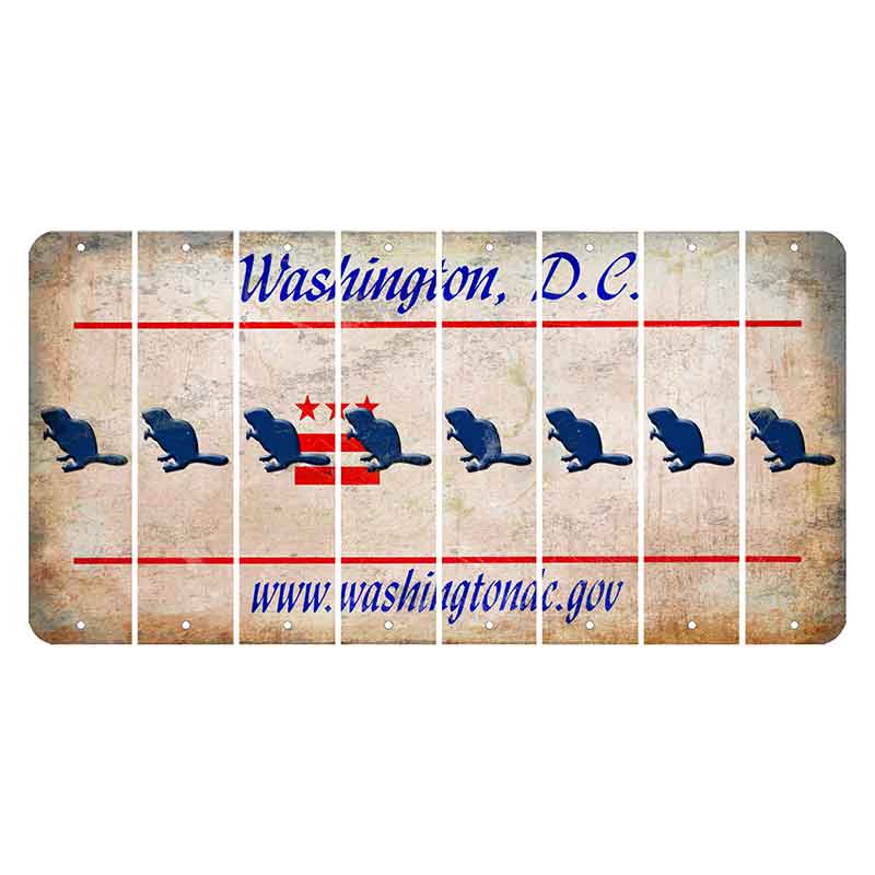 Washington DC.gov Cut License Plate Strips (Set of 8) Beaver