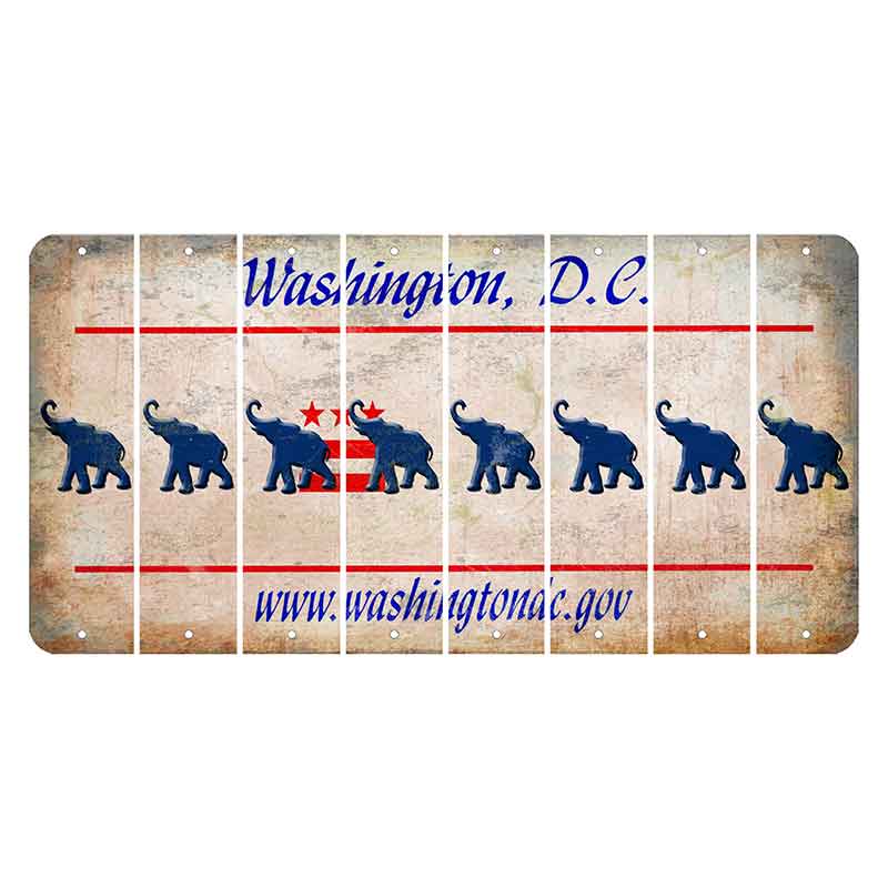 Washington DC.gov Cut License Plate Strips (Set of 8) Elephant