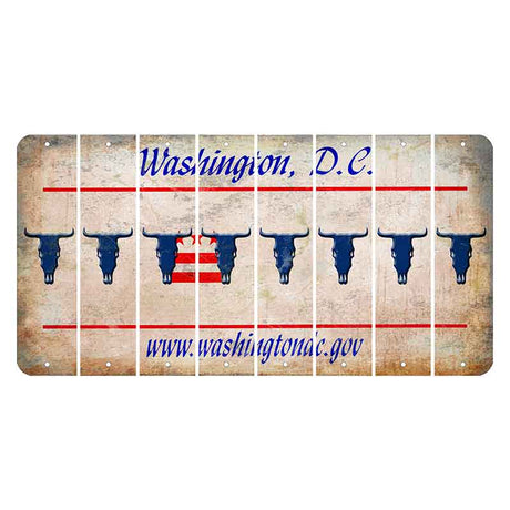 Washington DC.gov Cut License Plate Strips (Set of 8) Cow Skull