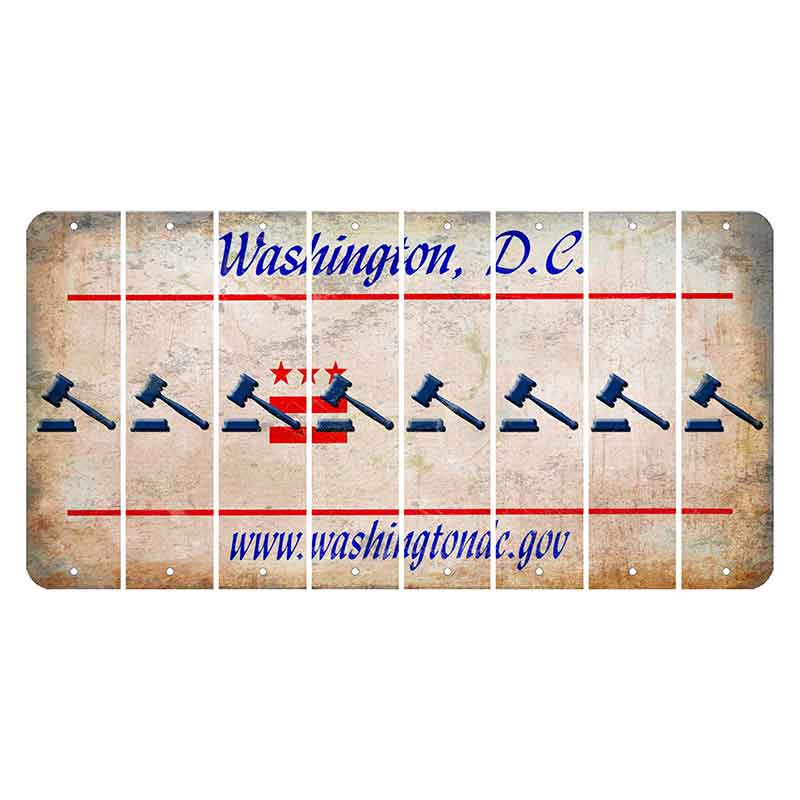 Washington DC.gov Cut License Plate Strips (Set of 8) Gavel