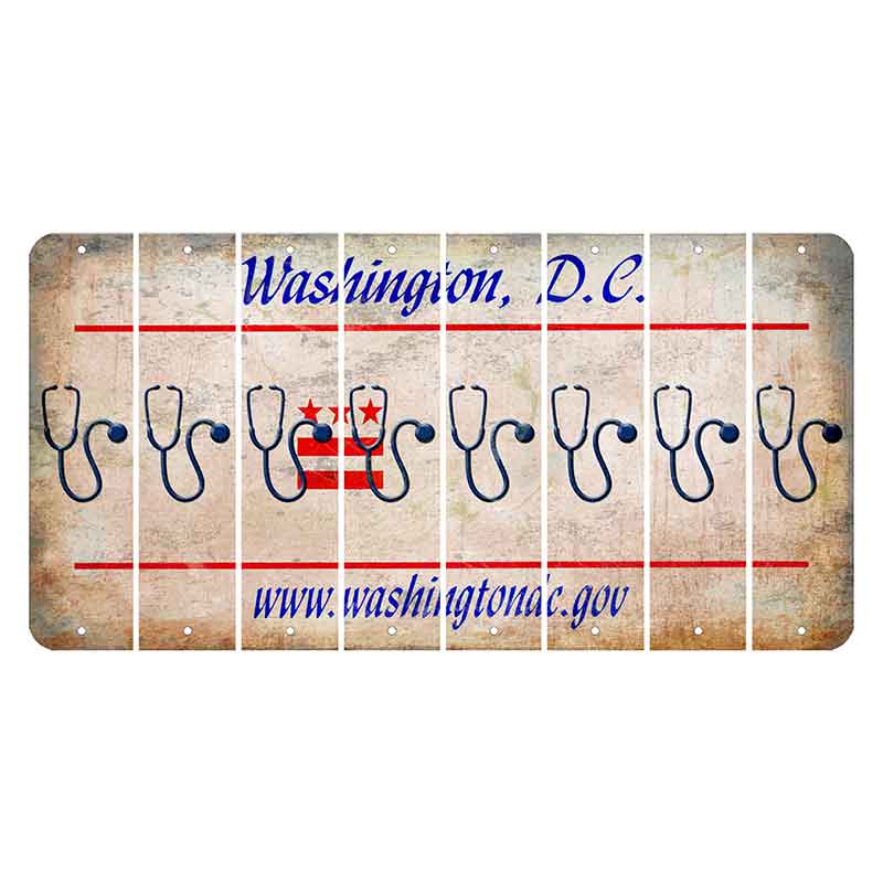 Washington DC.gov Cut License Plate Strips (Set of 8) Stethoscope