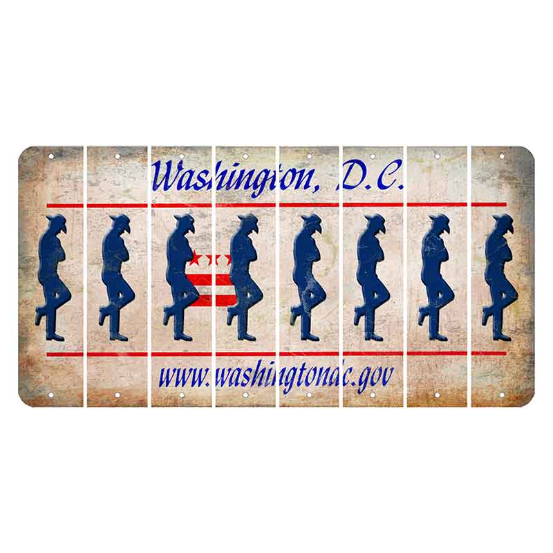 Washington DC.gov Cut License Plate Strips (Set of 8) Cowboy - Leaning