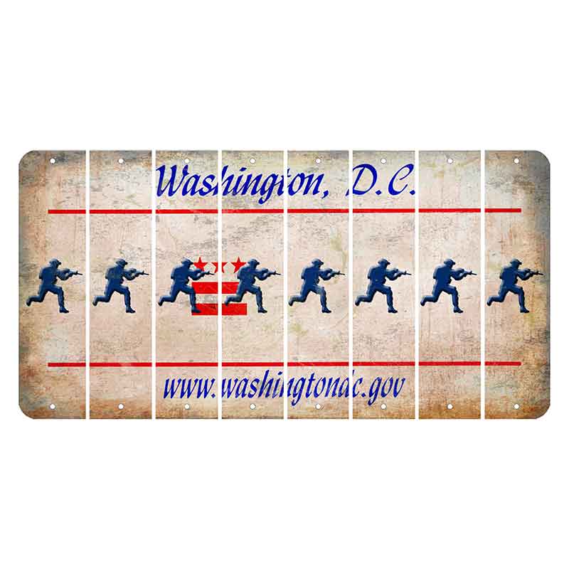 Washington DC.gov Cut License Plate Strips (Set of 8) Soldier - Running