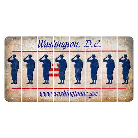 Washington DC.gov Cut License Plate Strips (Set of 8) Soldier - Saluting