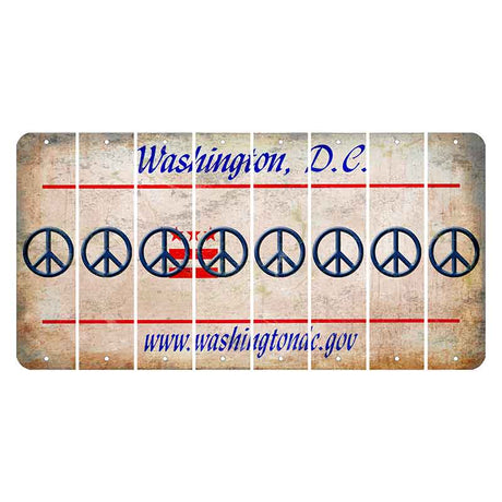 Washington DC.gov Cut License Plate Strips (Set of 8) Peace Sign