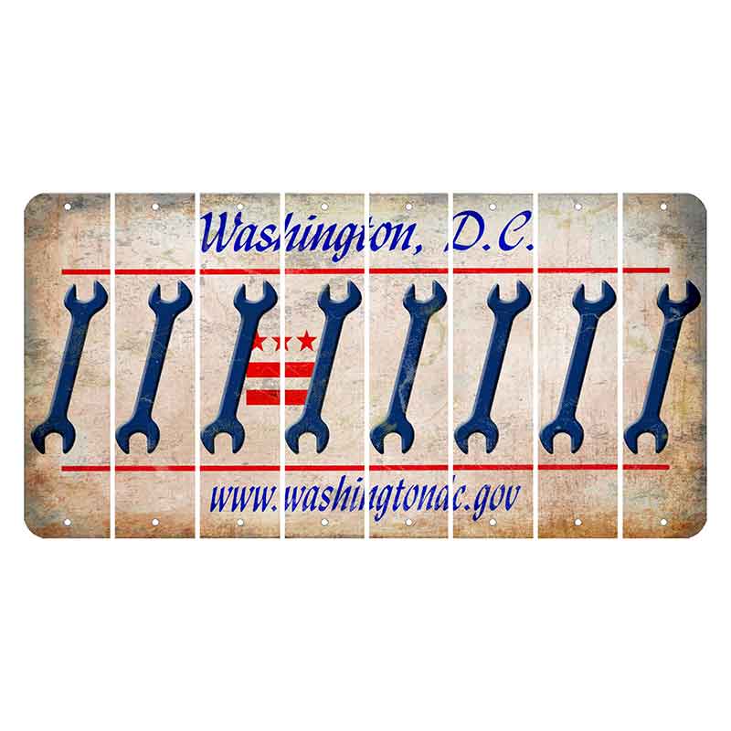 Washington DC.gov Cut License Plate Strips (Set of 8) Wrench