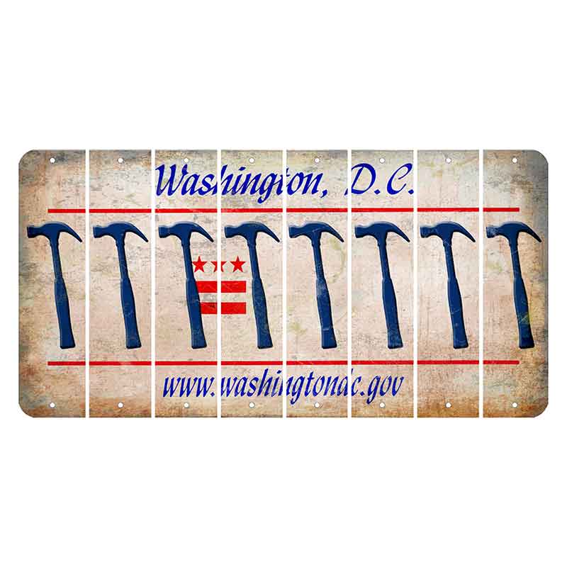 Washington DC.gov Cut License Plate Strips (Set of 8) Hammer