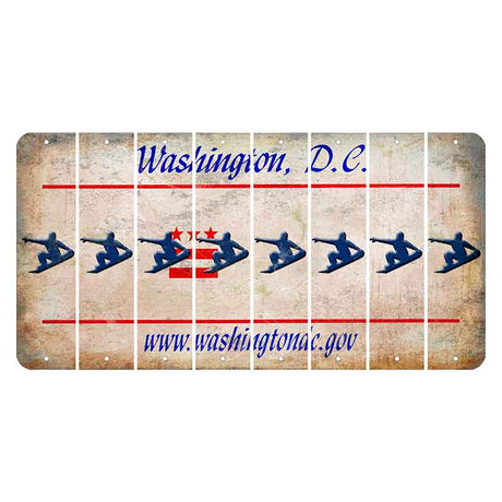 Washington DC.gov Cut License Plate Strips (Set of 8) Snowboarder