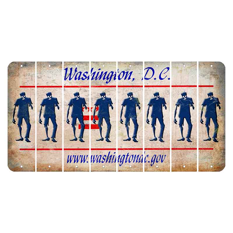 Washington DC.gov Cut License Plate Strips (Set of 8) Zombie