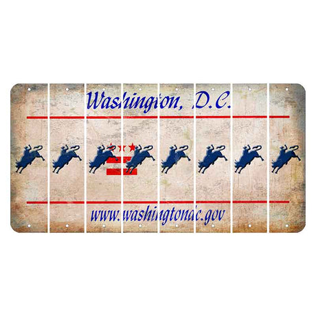 Washington DC.gov Cut License Plate Strips (Set of 8) Bull Rider