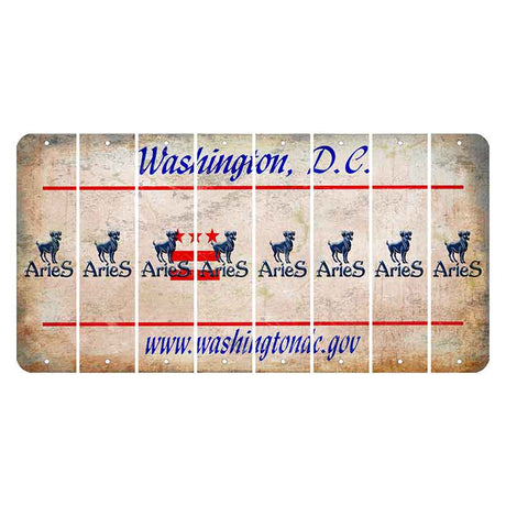 Washington DC.gov Cut License Plate Strips (Set of 8) Zodiac Sign - Aries