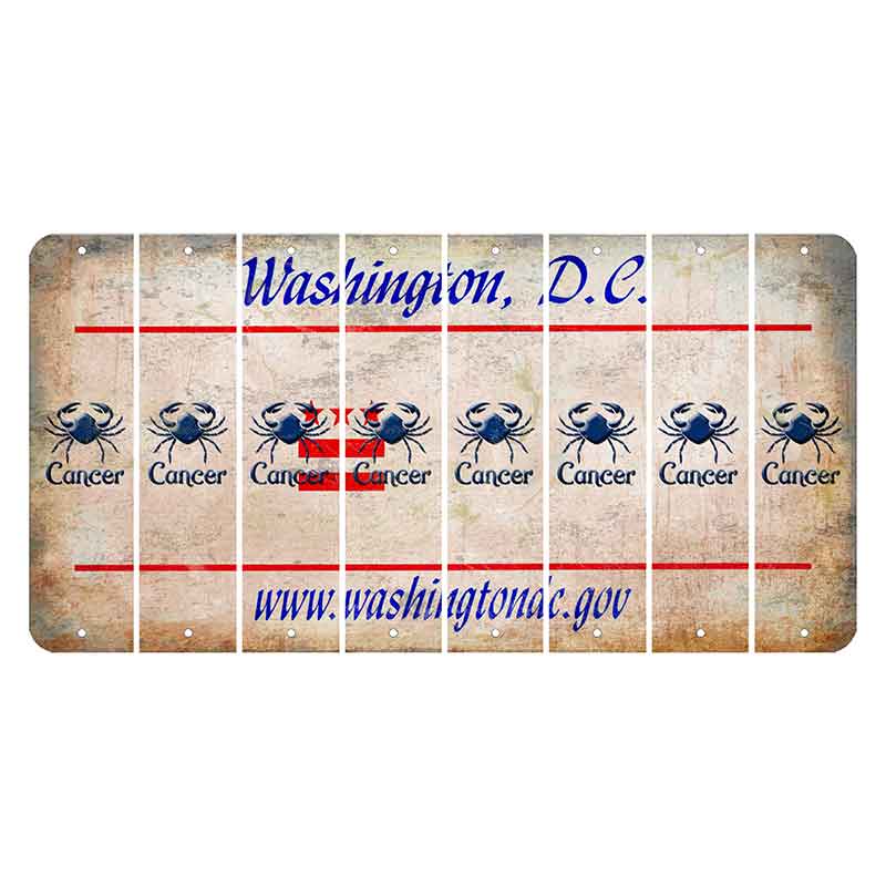 Washington DC.gov Cut License Plate Strips (Set of 8) Zodiac Sign - Cancer