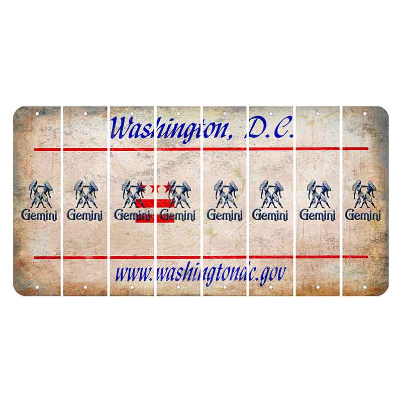 Washington DC.gov Cut License Plate Strips (Set of 8) Zodiac Sign - Gemini