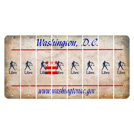 Washington DC.gov Cut License Plate Strips (Set of 8) Zodiac Sign - Libra