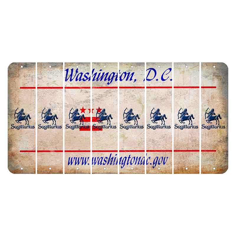 Washington DC.gov Cut License Plate Strips (Set of 8) Zodiac Sign - Sagittarius