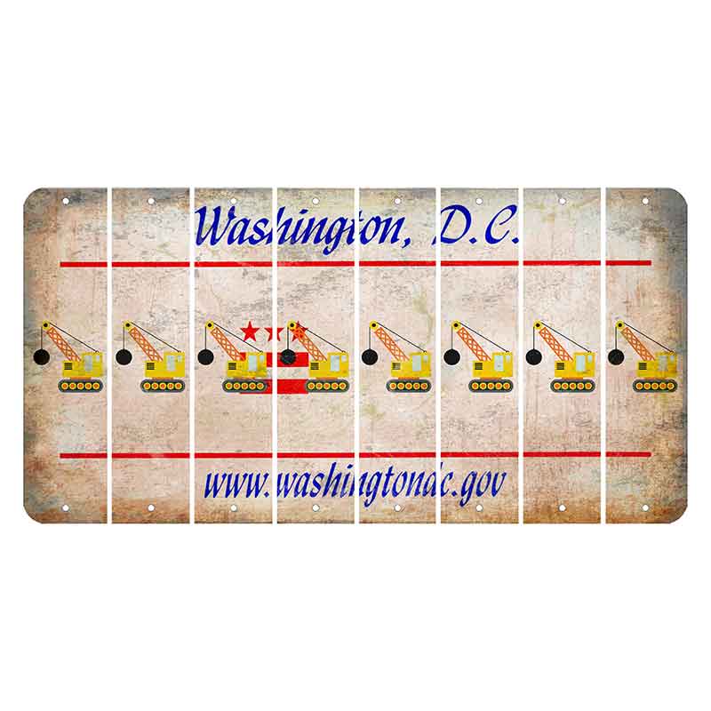 Washington DC.gov Cut License Plate Strips (Set of 8) Wrecking Ball Crane