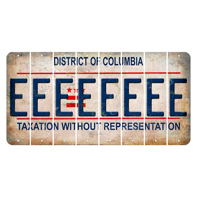 Washington DC District of Columbia Cut License Plate Strips (Set of 8) E