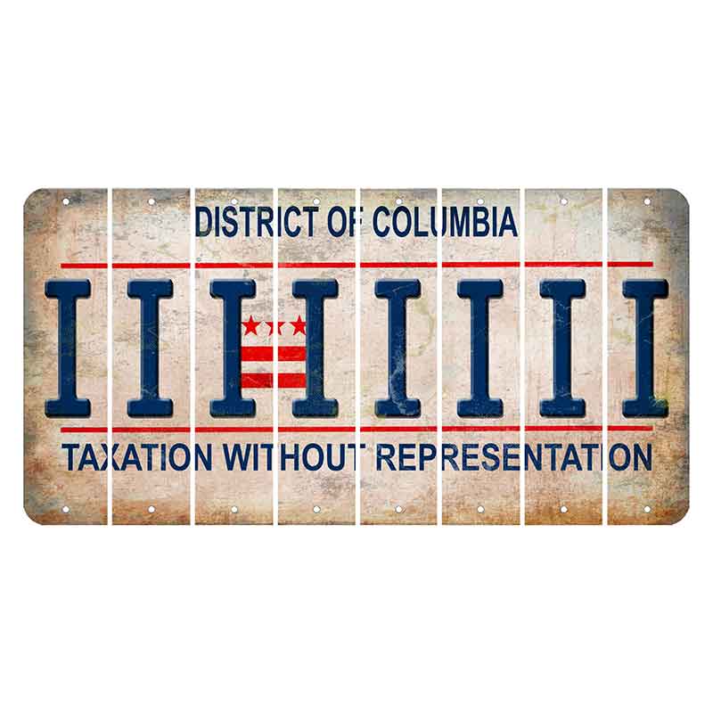 Washington DC District of Columbia Cut License Plate Strips (Set of 8) I