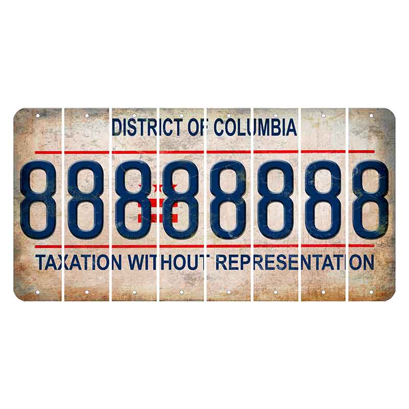 Washington DC District of Columbia Cut License Plate Strips (Set of 8) 8