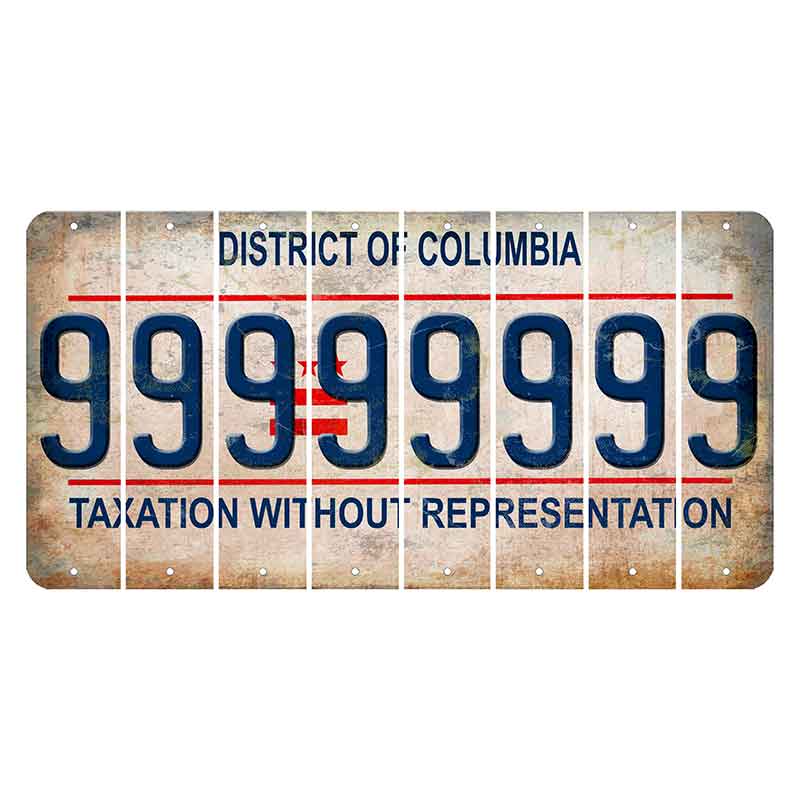 Washington DC District of Columbia Cut License Plate Strips (Set of 8) 9