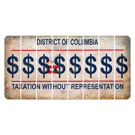 Washington DC District of Columbia Cut License Plate Strips (Set of 8) Dollar Sign