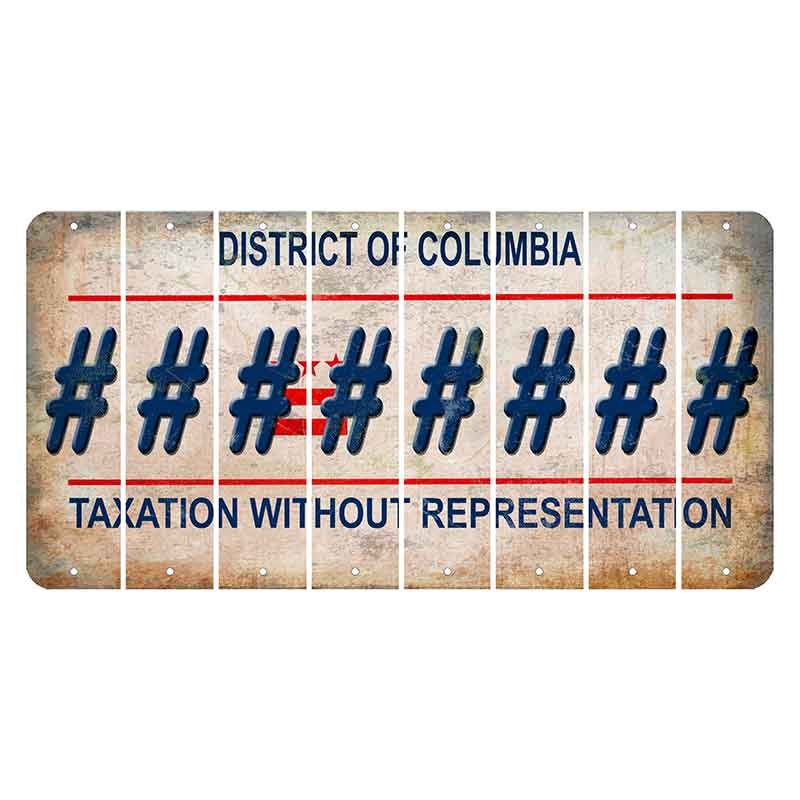 Washington DC District of Columbia Cut License Plate Strips (Set of 8) Hashtag