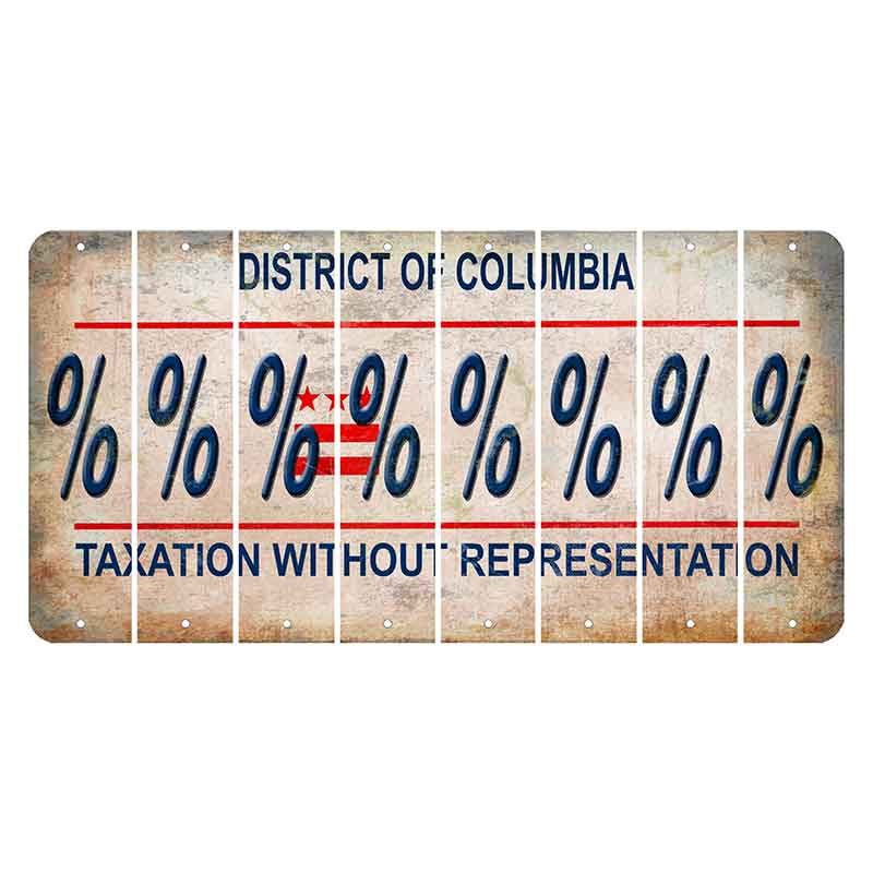 Washington DC District of Columbia Cut License Plate Strips (Set of 8) Percent Sign