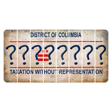 Washington DC District of Columbia Cut License Plate Strips (Set of 8) Question Mark