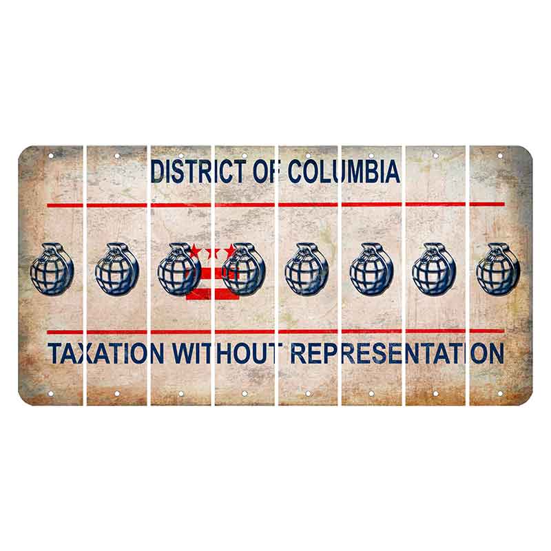 Washington DC District of Columbia Cut License Plate Strips (Set of 8) Grenade