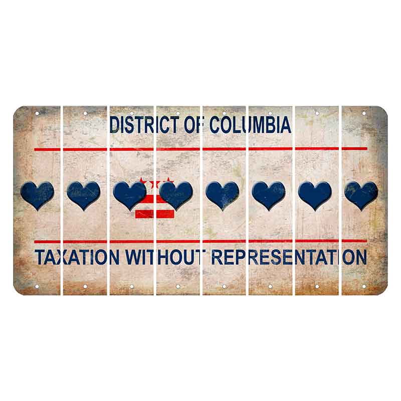 Washington DC District of Columbia Cut License Plate Strips (Set of 8) Heart