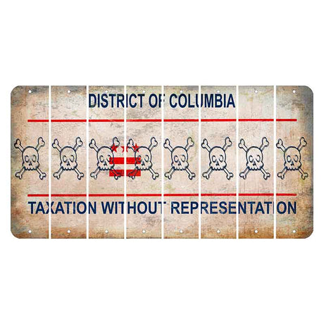 Washington DC District of Columbia Cut License Plate Strips (Set of 8) Skull & Bones