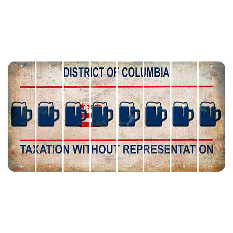 Washington DC District of Columbia Cut License Plate Strips (Set of 8) Beer Mug