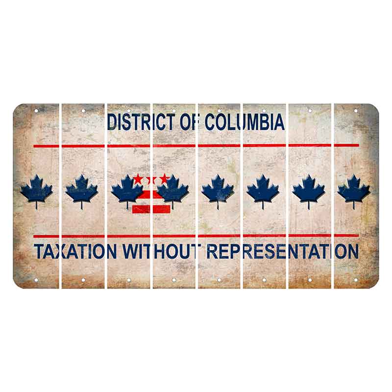 Washington DC District of Columbia Cut License Plate Strips (Set of 8) Maple Leaf