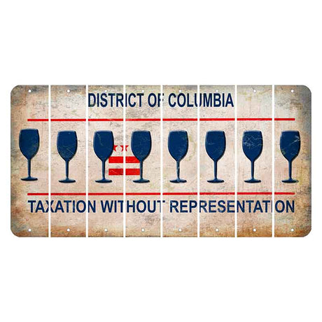 Washington DC District of Columbia Cut License Plate Strips (Set of 8) Wine Glass